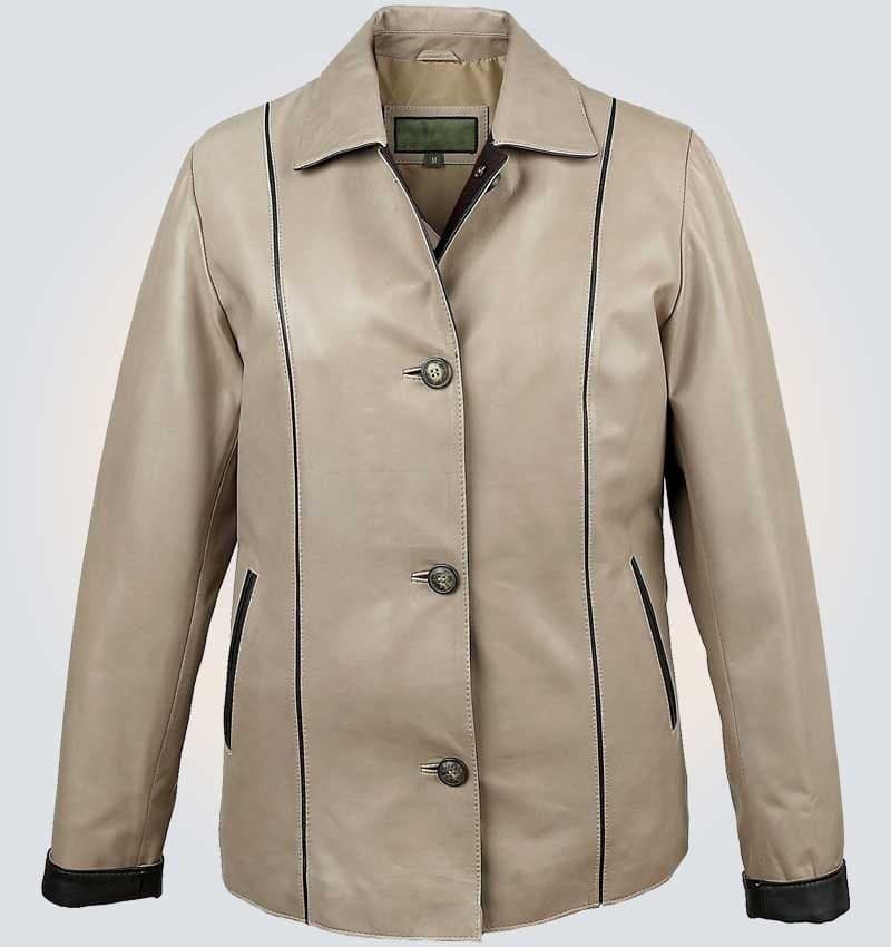 Button Closure Shell Carol Leather Jacket