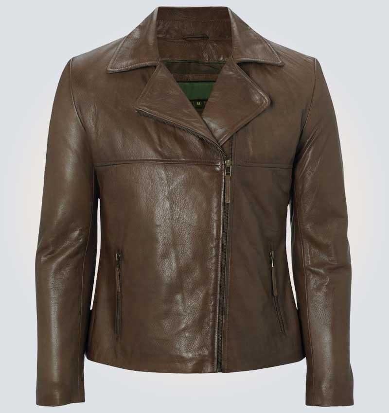 Fancy Women Brown Rust Leather Jacket