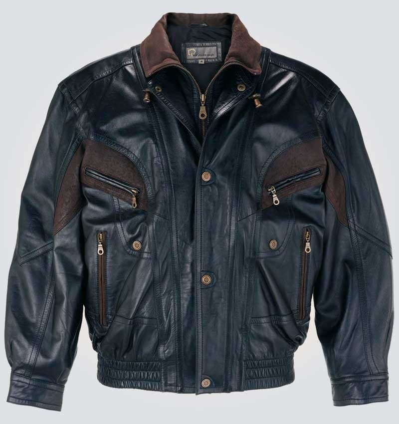 Black and Brown Men’s Bomber Genuine Leather Jacket