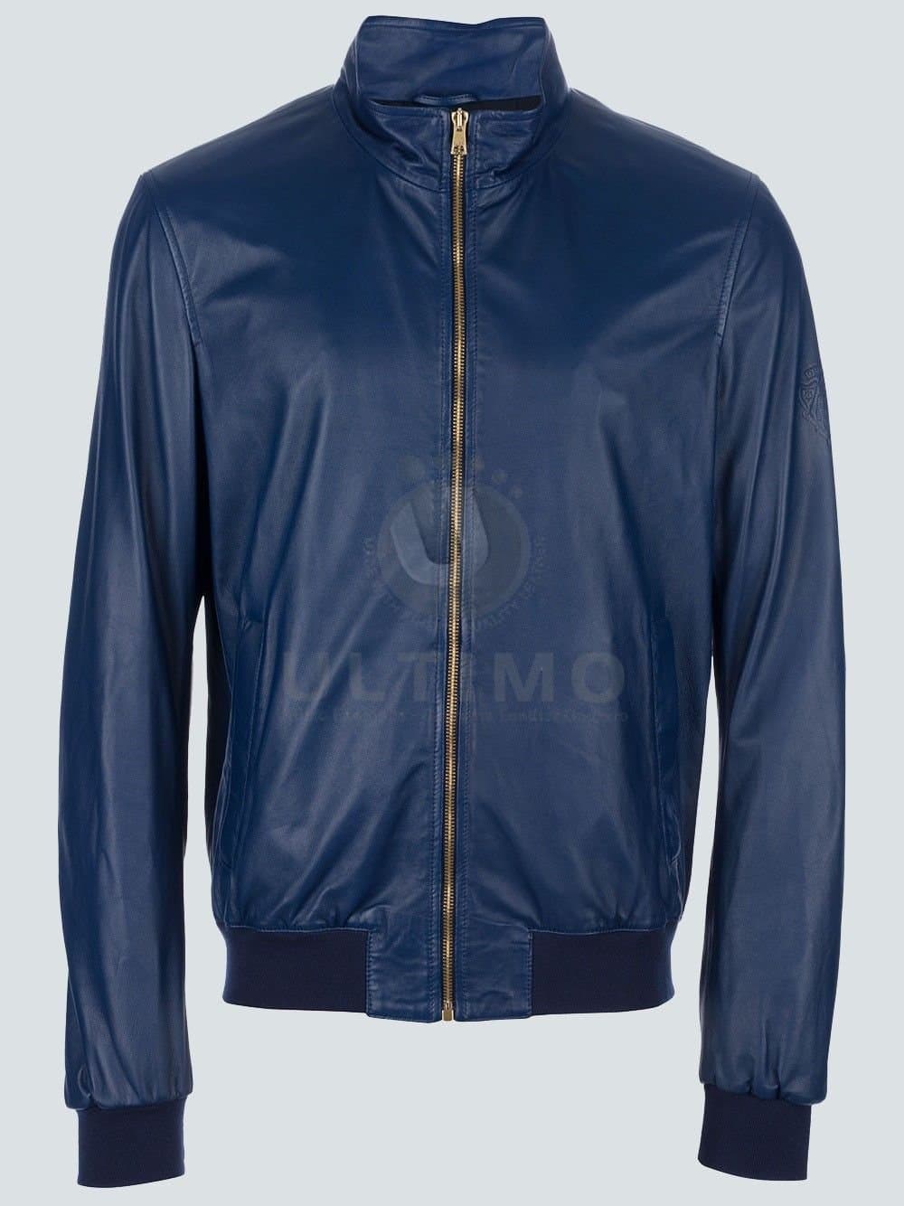Blue Ryan Reynolds Leather Jacket For Mens