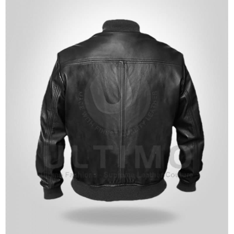 Men’s Stylish Black Bomber Genuine Leather Jacket