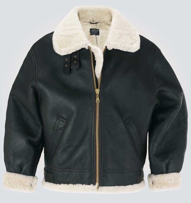 Black Flying Sheepskin Leather Jacket