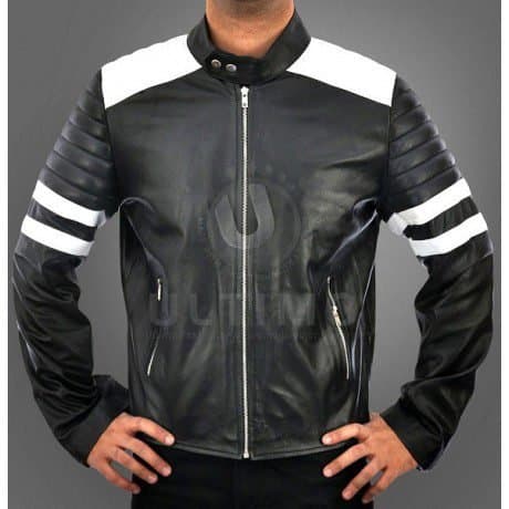 Black and White FC Mayhem Leather Jacket