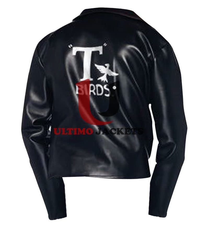 Grease John Travolta T BIRD Black Leather Jacket thumbnail 2