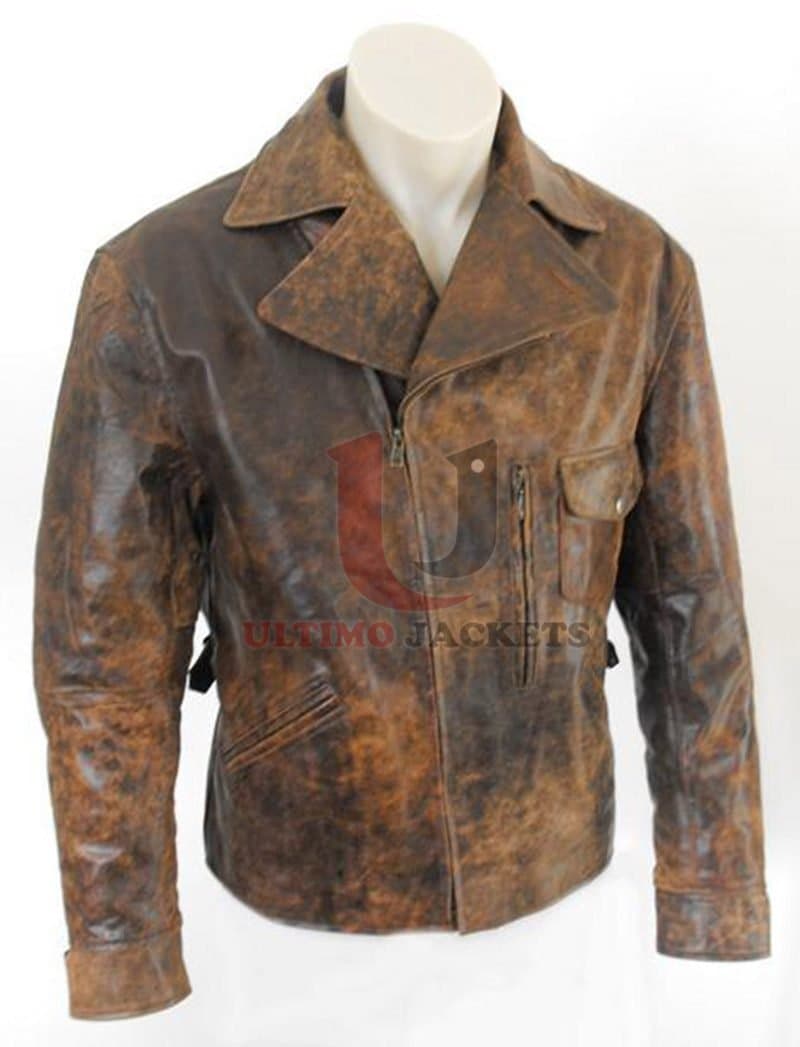 Distressed La Snake Plissken Leather Jacket