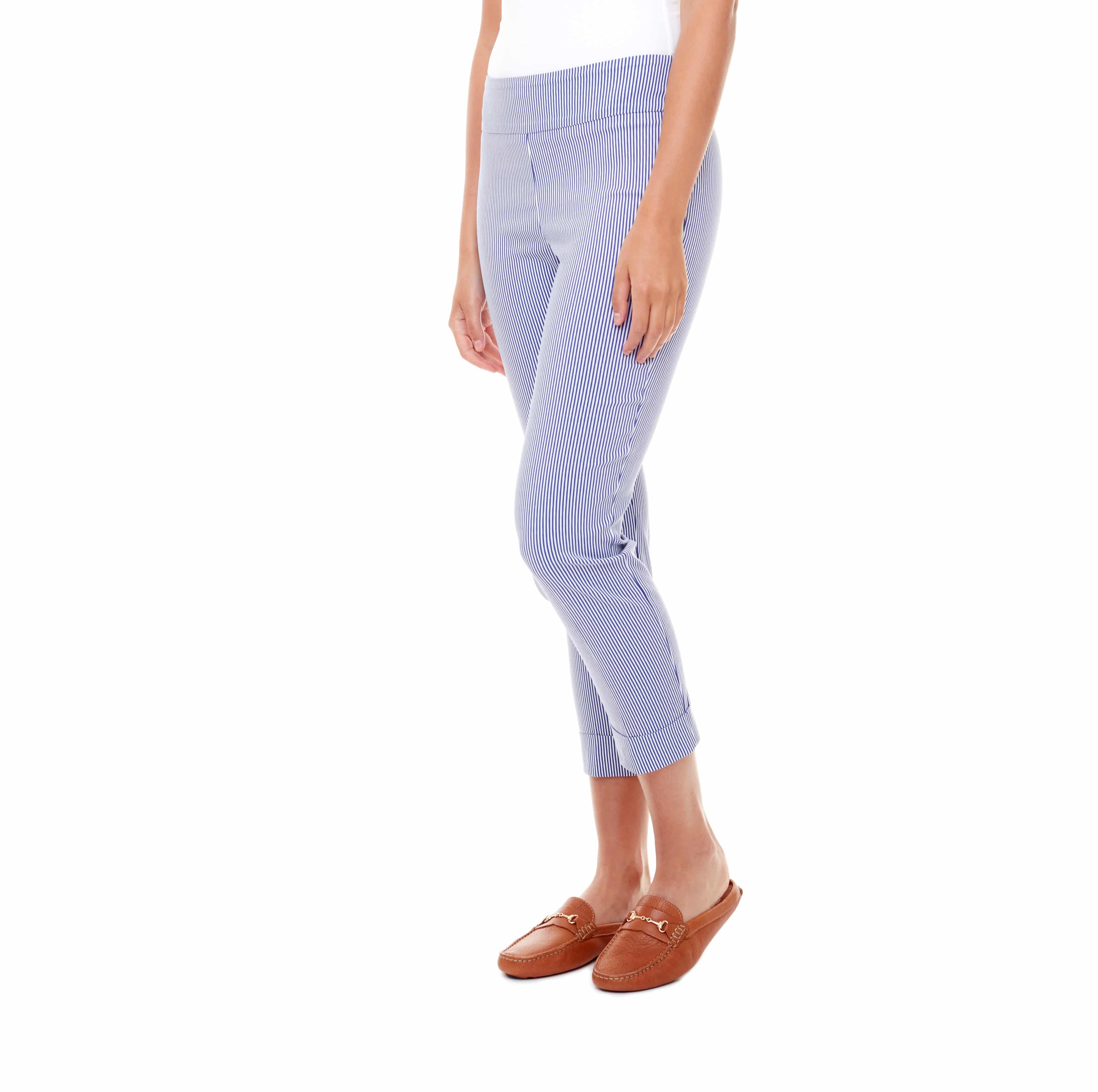 BLUE STRIPE CUFFED CROPPED PANT thumbnail 2
