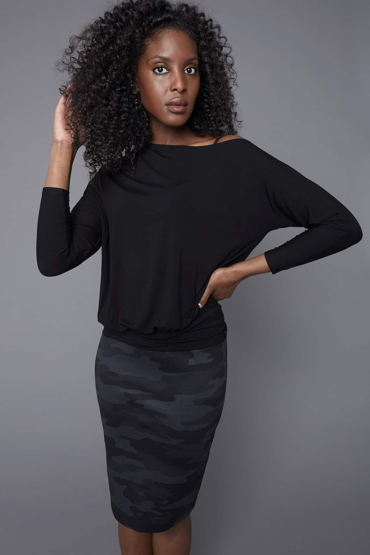 CAMO PONTE PENCIL SKIRT