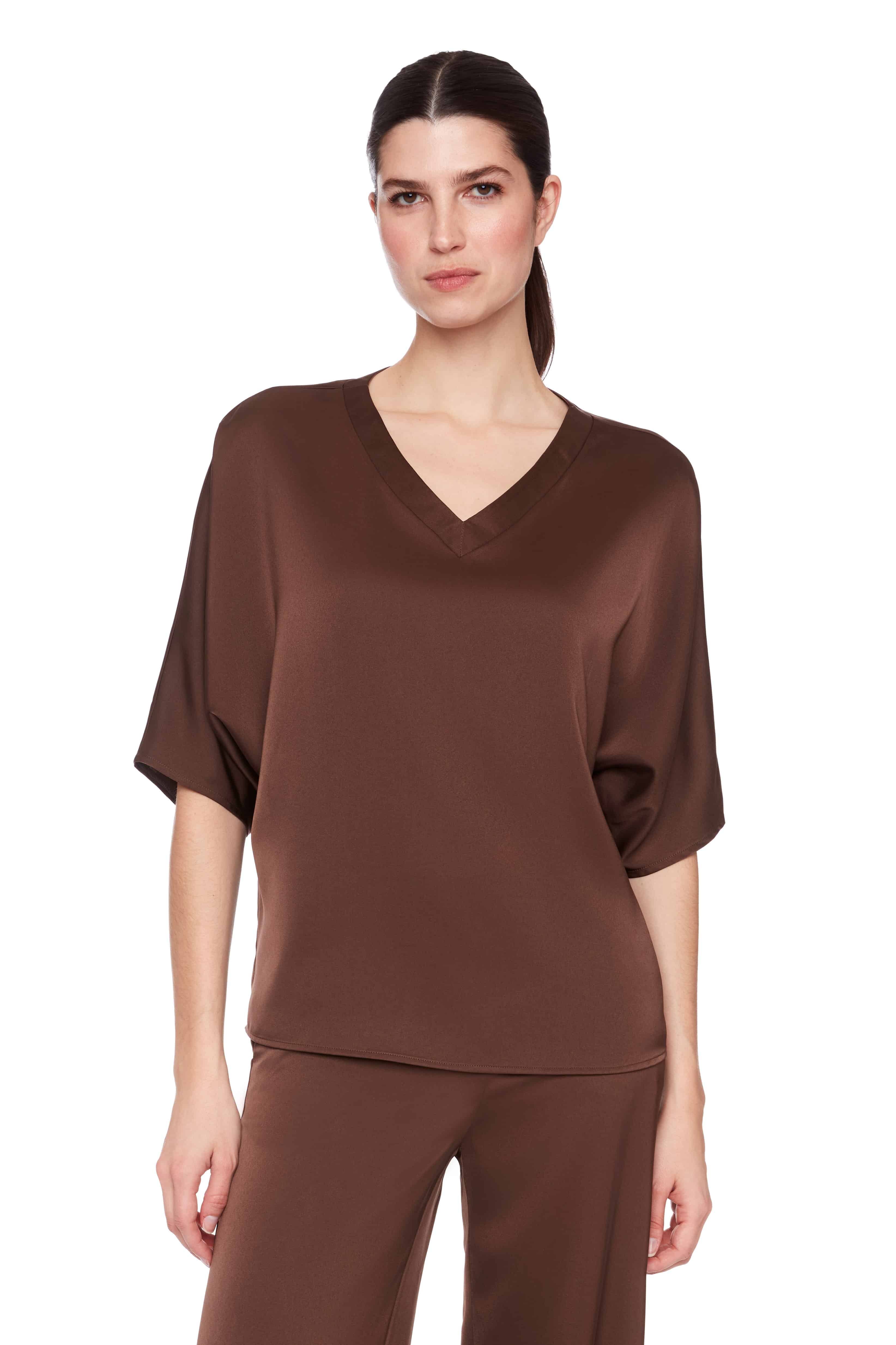 SOLID BELIZE SATIN V-NECK T-SHIRT