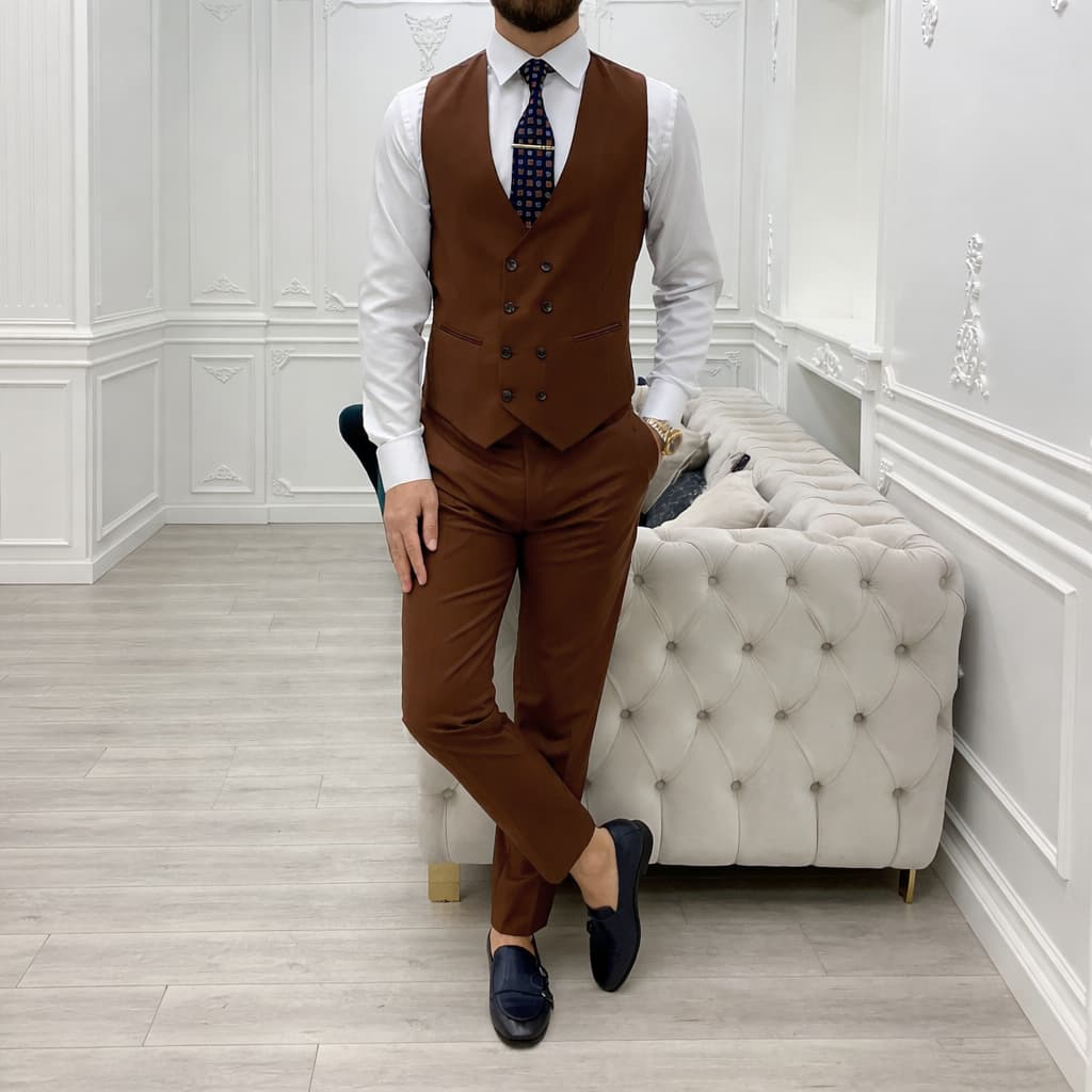 Men’s Dark Brown 3 Piece Suit thumbnail 2
