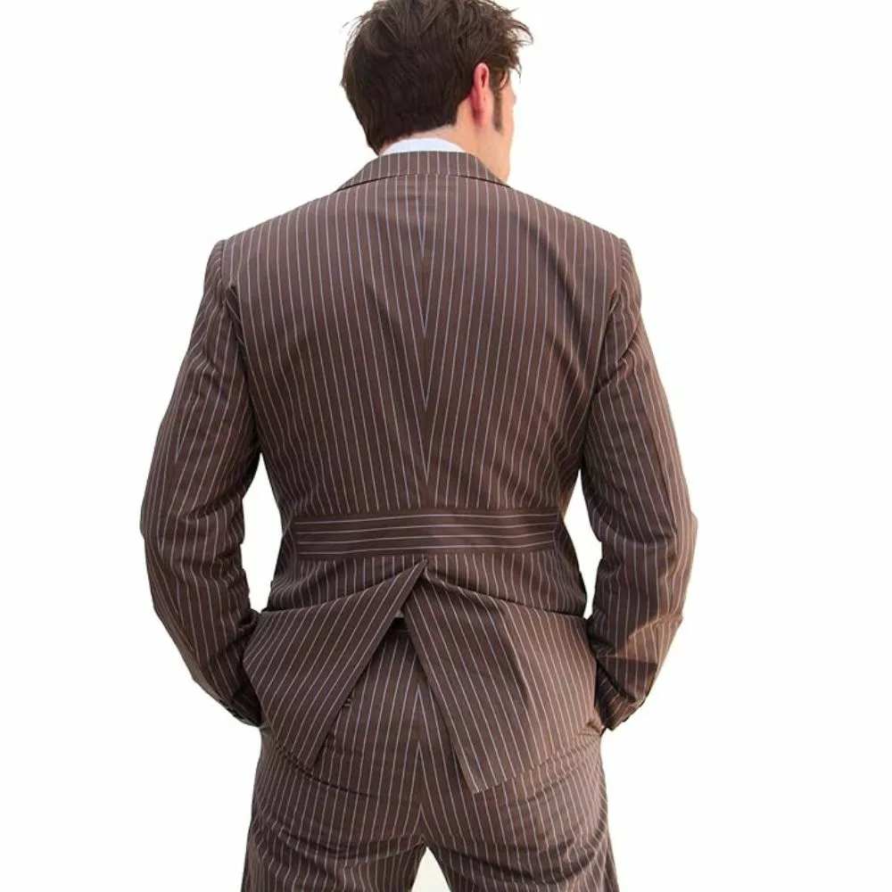 Mens Brown Pinstripe 10th Doctor Suit thumbnail 2