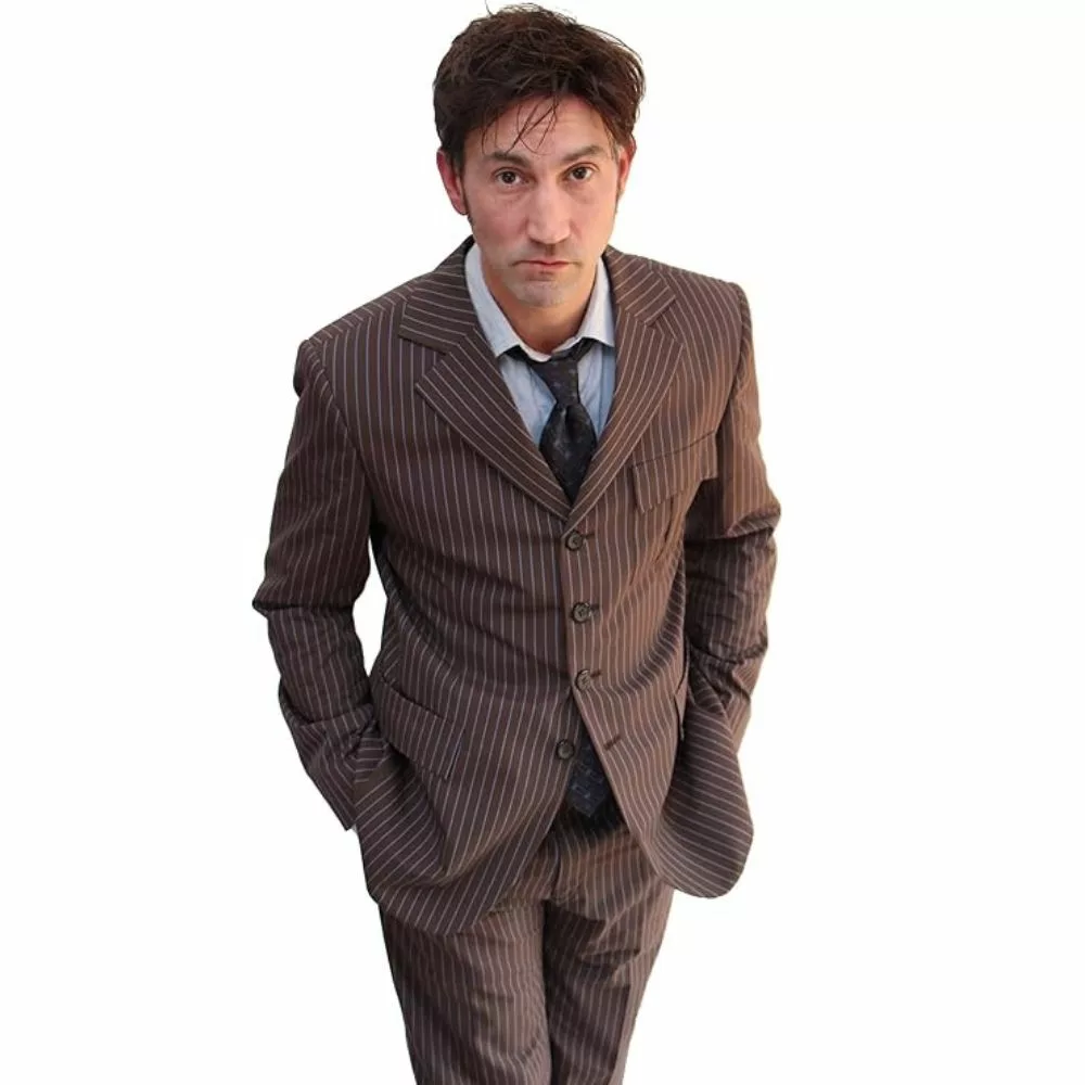 Mens Brown Pinstripe 10th Doctor Suit