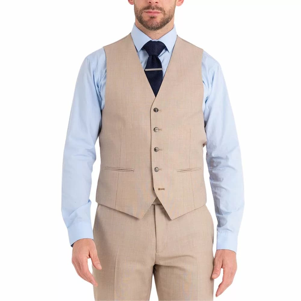 Mens Three Piece Tan Tuxedo Wedding Suit thumbnail 2