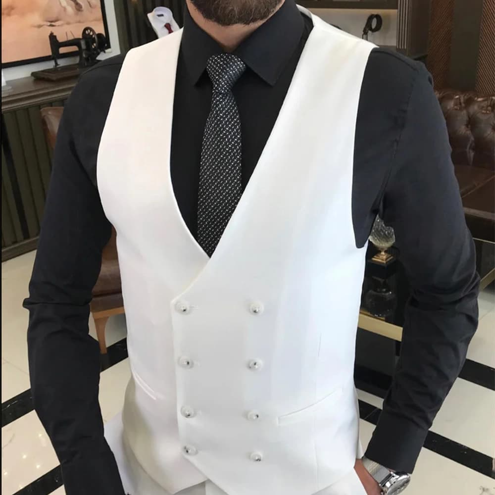 Men’s Slim Fit Casual White 3 Piece Suit thumbnail 2