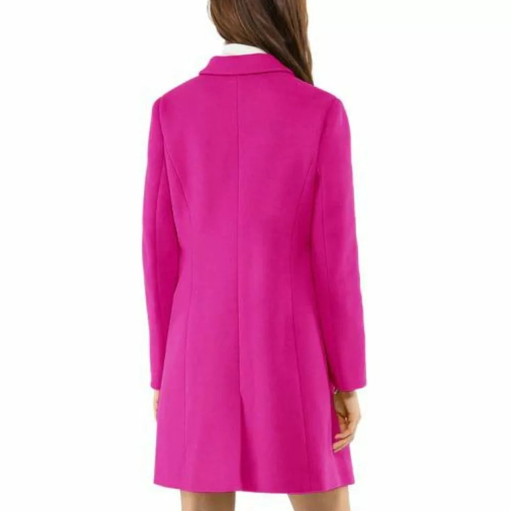 Women’s Pink Lapel Long Wool Coat thumbnail 2