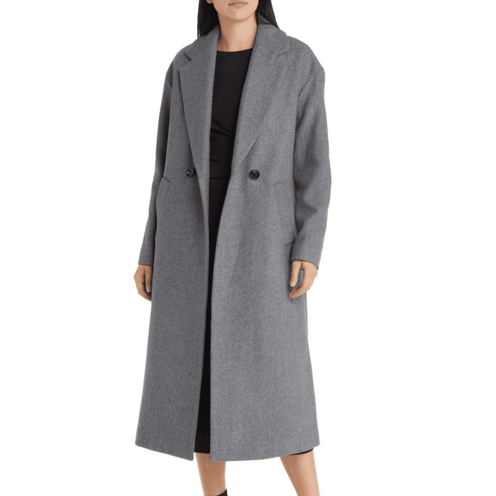 Women’s Double Breasted Grey Wool Coat thumbnail 3