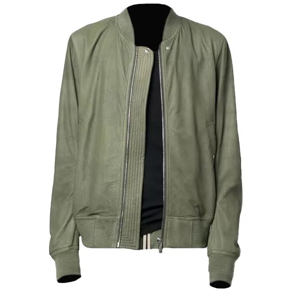 Mens Moss Green Bomber Jacket thumbnail 3