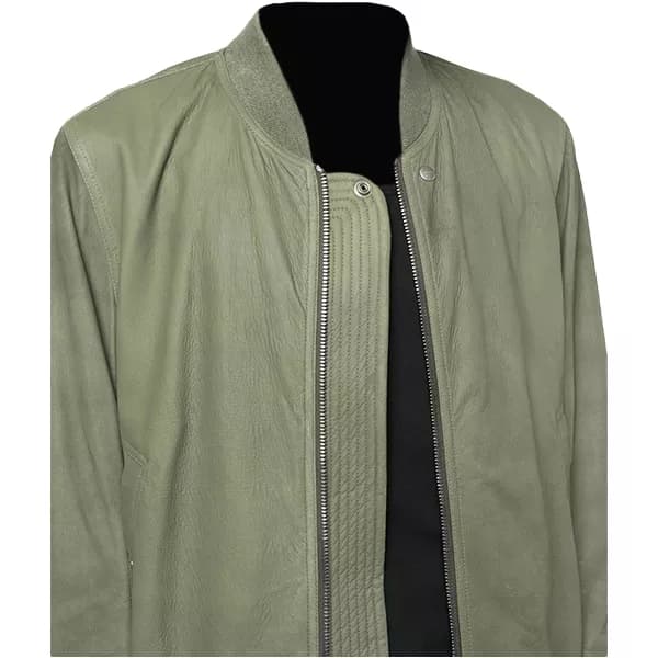 Mens Moss Green Bomber Jacket thumbnail 4