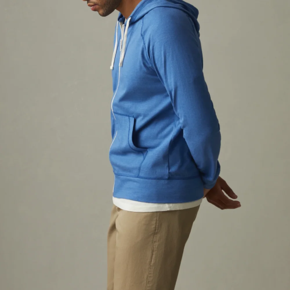Mens Blue Full Zip Lightweight Hoodie thumbnail 3