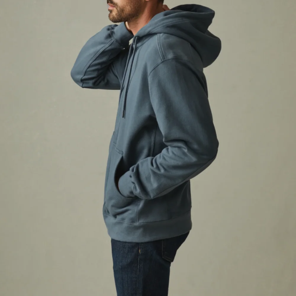Mens Indigo Full Zip Up Hoodie thumbnail 3
