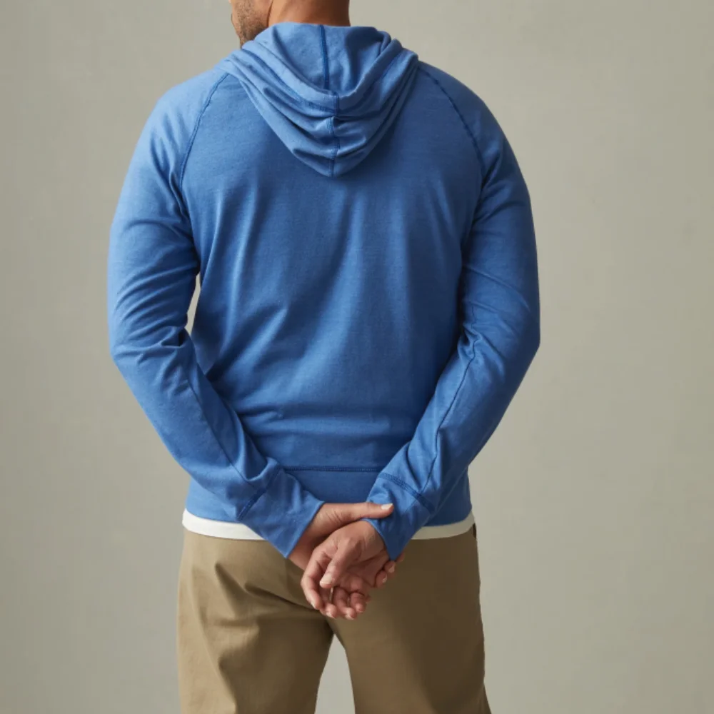 Mens Blue Full Zip Lightweight Hoodie thumbnail 4