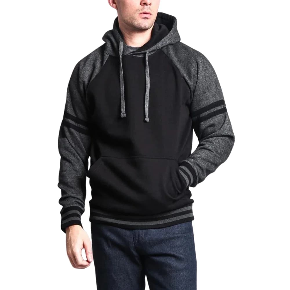 Mens Fleece Black Charcoal Hoodie