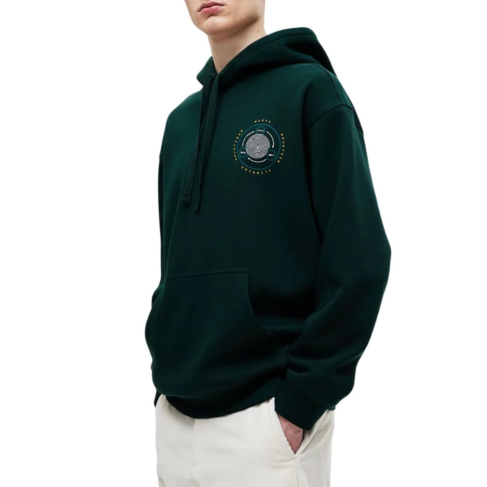Mens Dark Green Loose Fit Hoodie