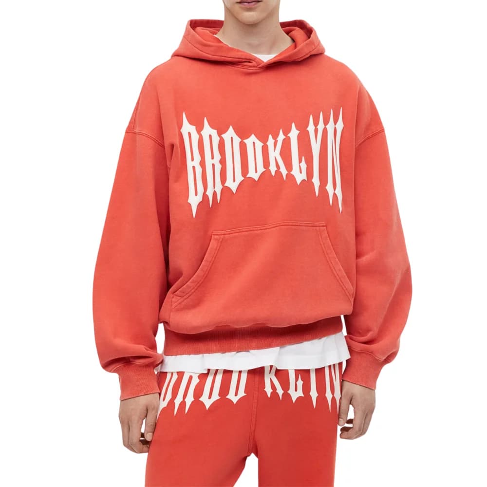 Mens Orange Pullover Oversized Hoodie