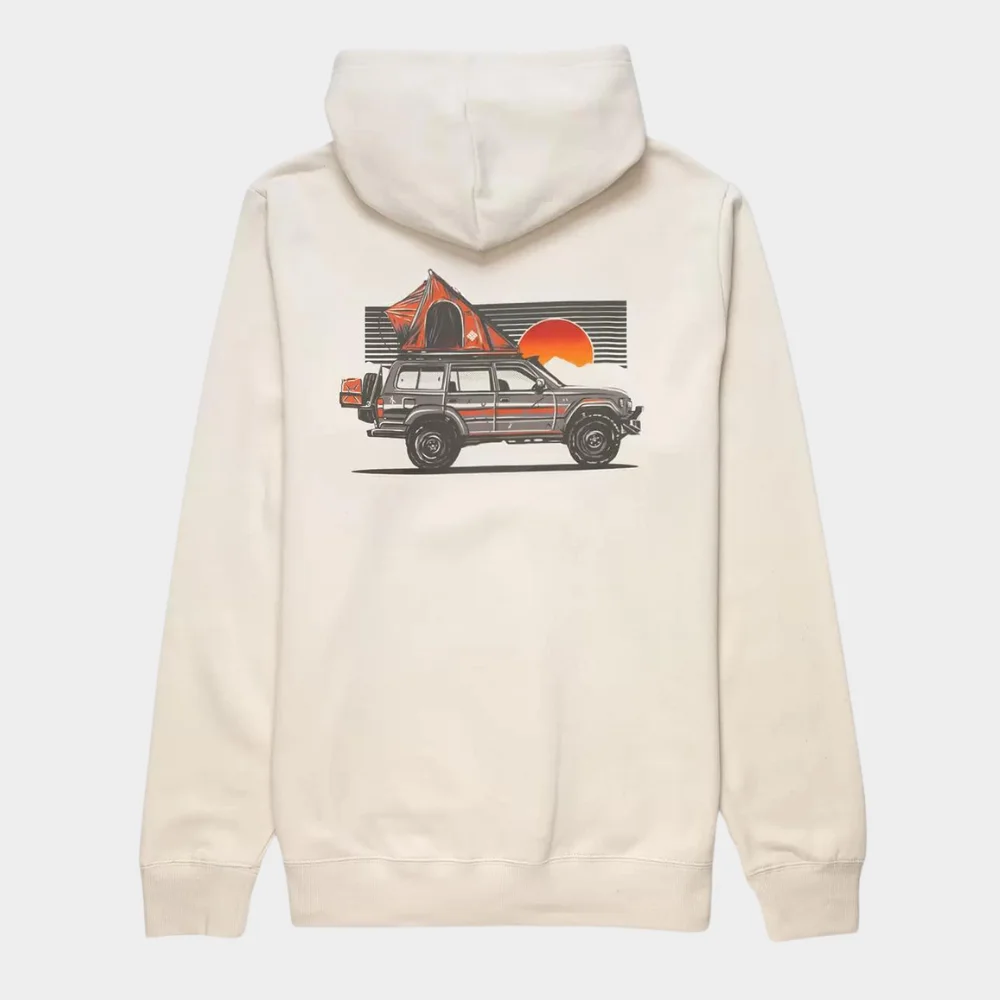 Mens Cotton Pullover Cream Hoodie