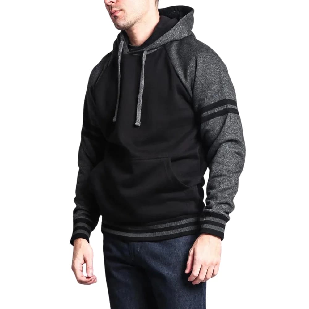Mens Fleece Black Charcoal Hoodie thumbnail 2