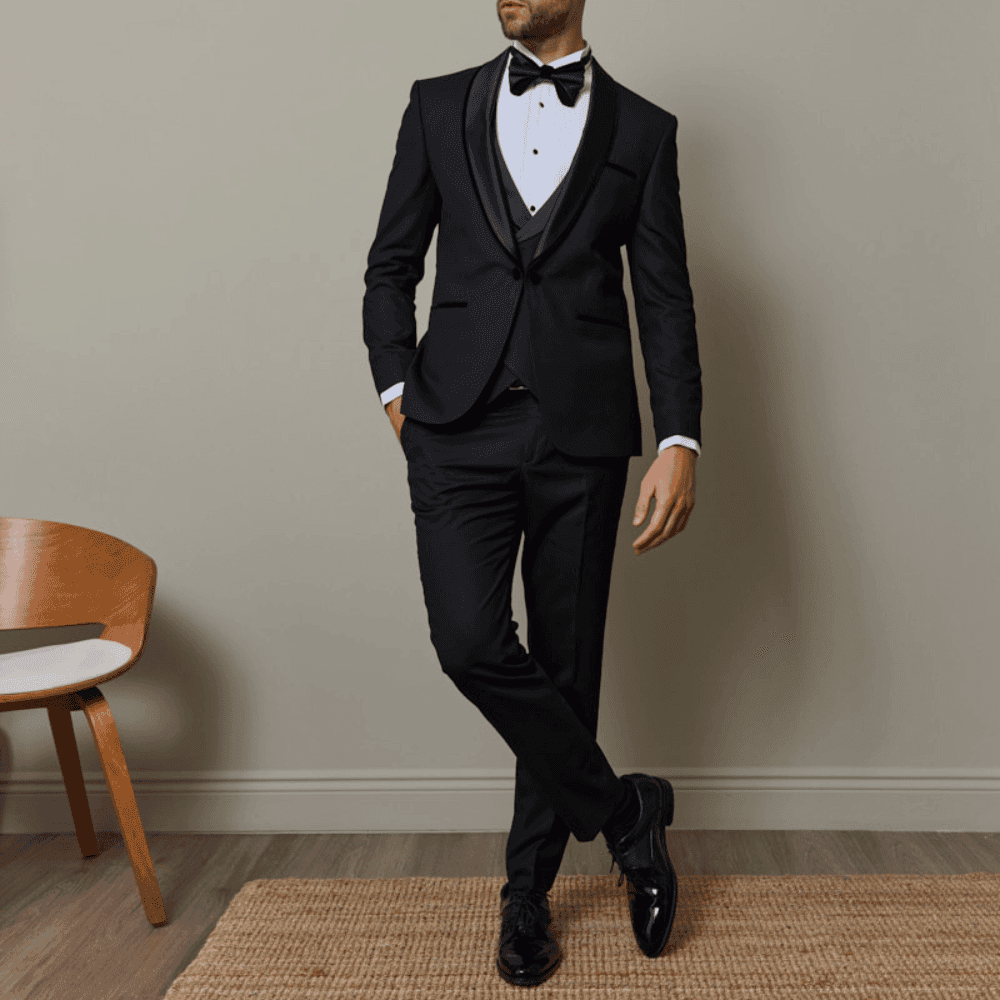 Shawl lapel One Button 3-Piece All Black Tuxedo Men’s
