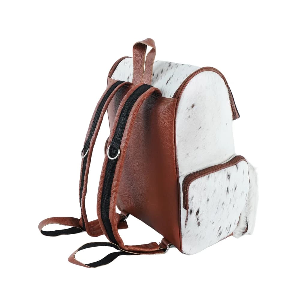 White & Brown Fur Cowhide Backpack thumbnail 2
