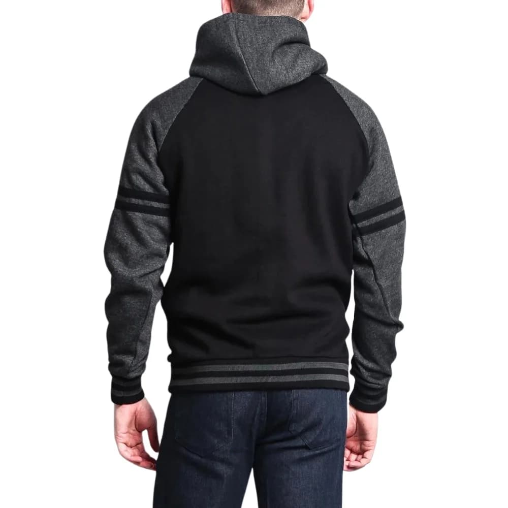 Mens Fleece Black Charcoal Hoodie thumbnail 3