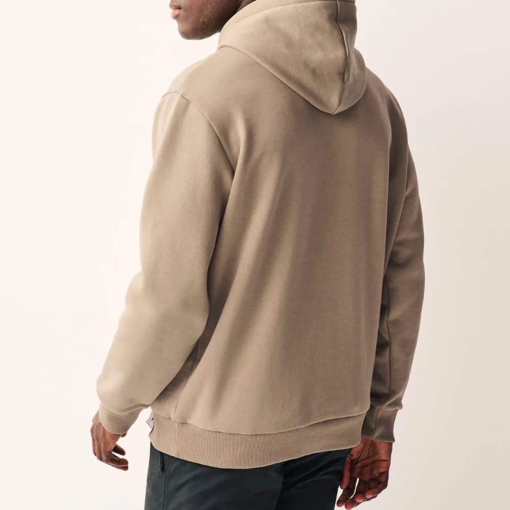 Mens Beige Cotton Pullover Hoodie thumbnail 3