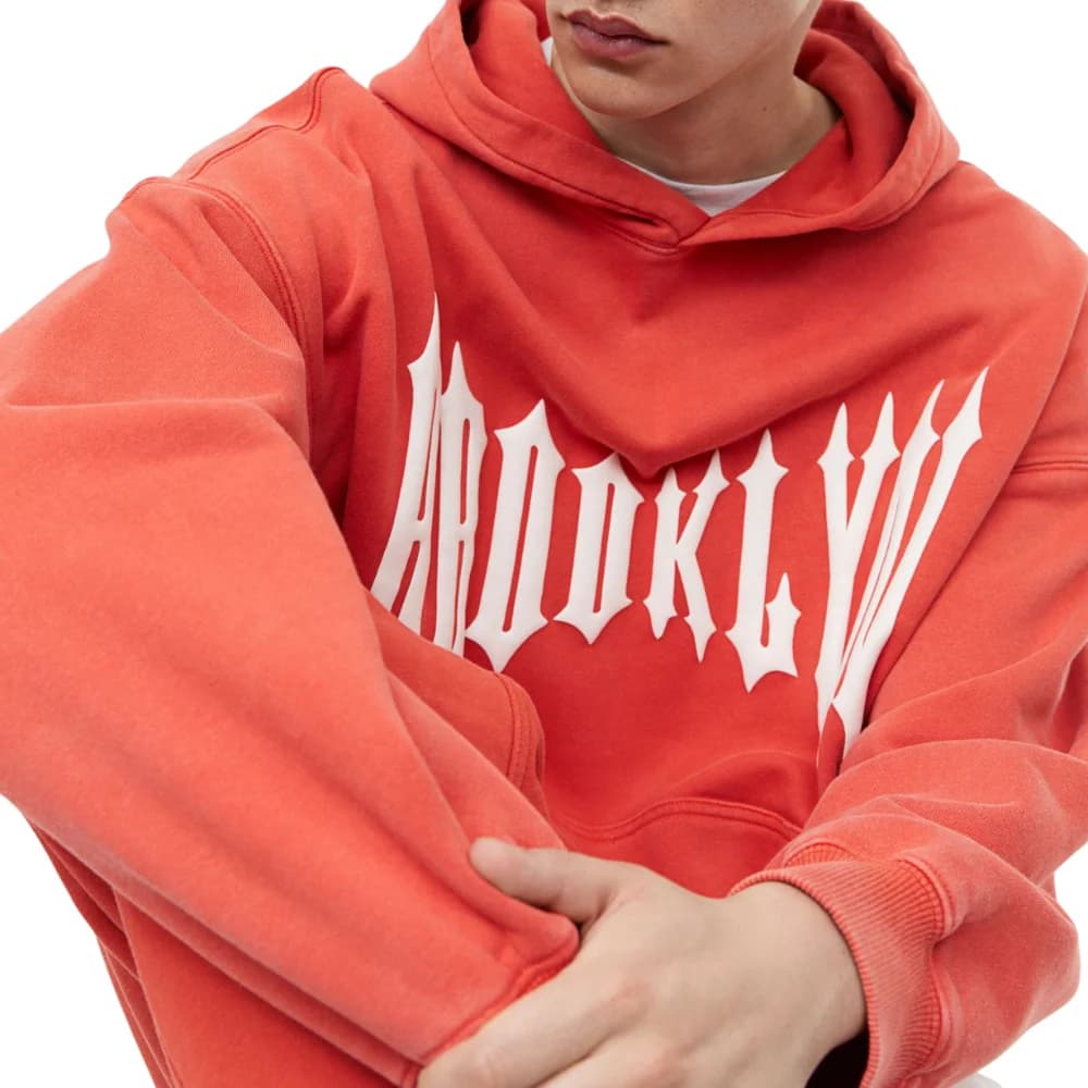 Mens Orange Pullover Oversized Hoodie thumbnail 4