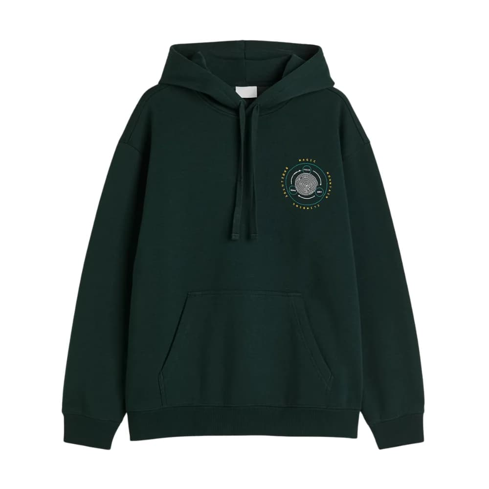 Mens Dark Green Loose Fit Hoodie thumbnail 4