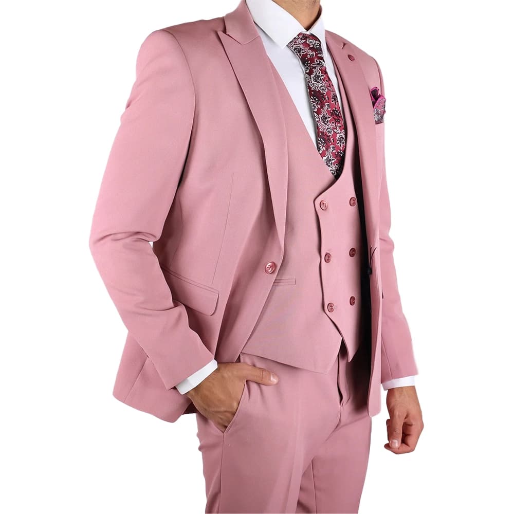 Mens Three Piece Pink Prom Suit thumbnail 4