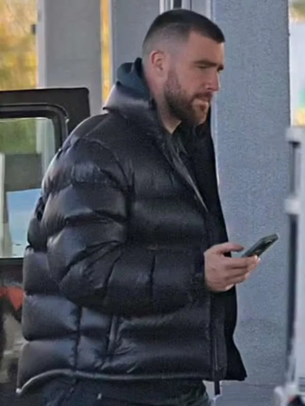 Travis Kelce Chiefs Black Puffer Jacket
