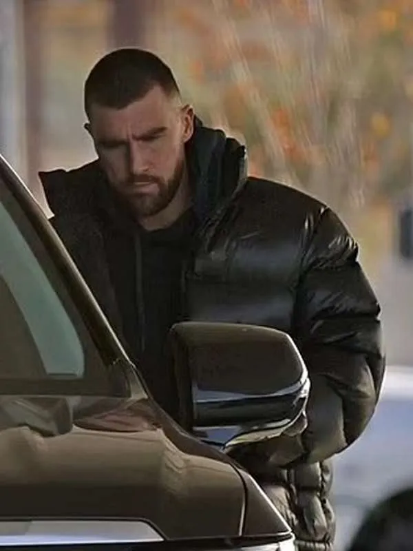 Travis Kelce Chiefs Black Puffer Jacket thumbnail 2