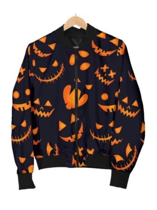Pumpkins Halloween Bomber Jacket thumbnail 3