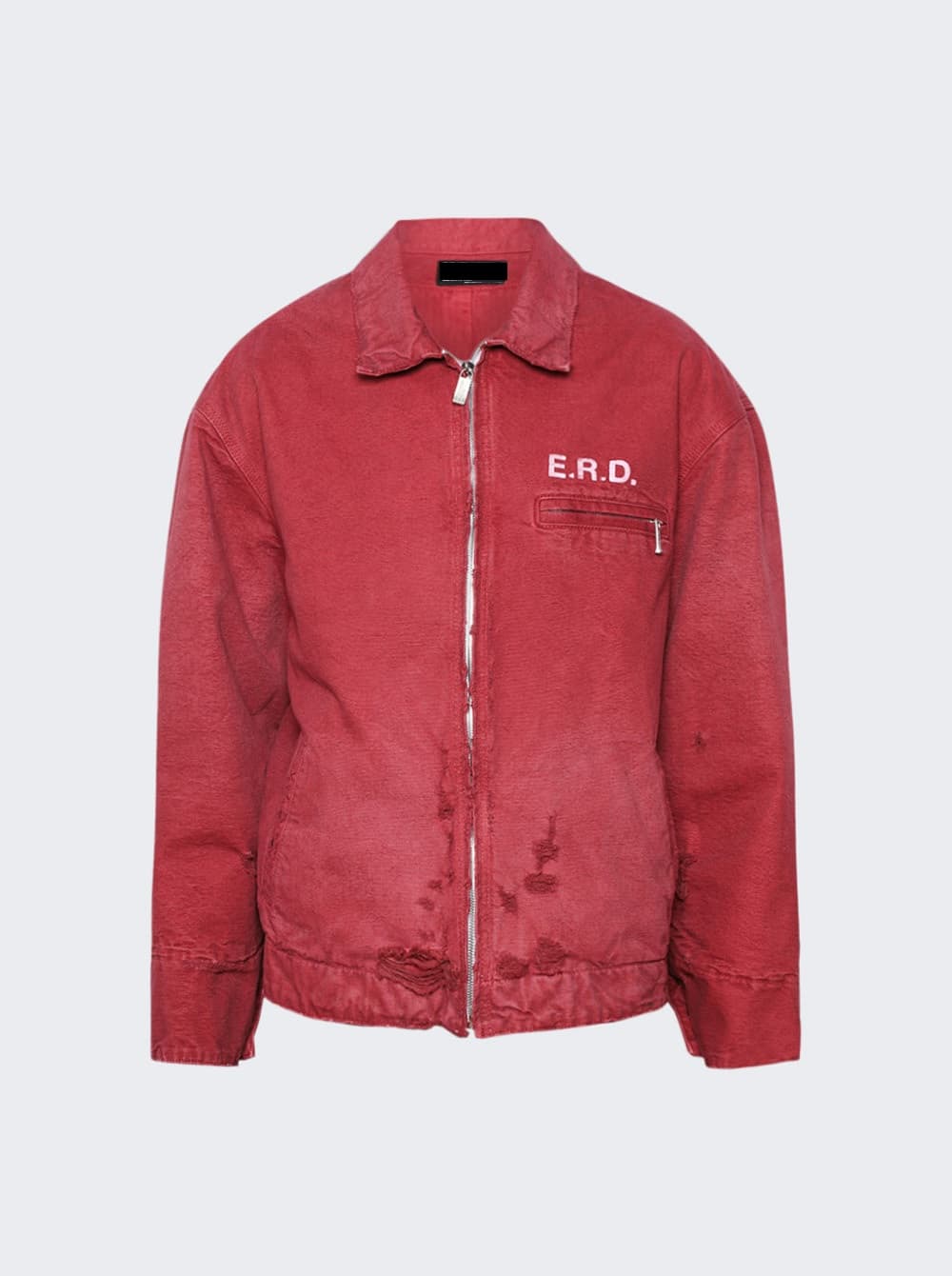 Italian Romance Zip Denim Jacket Red