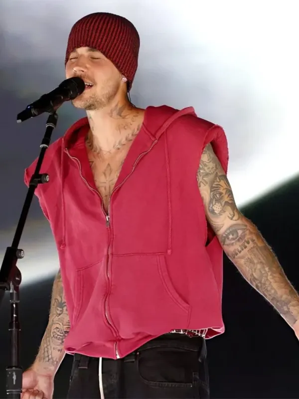 Justin Bieber Greg Ross Pink Sleeveless Hoodie