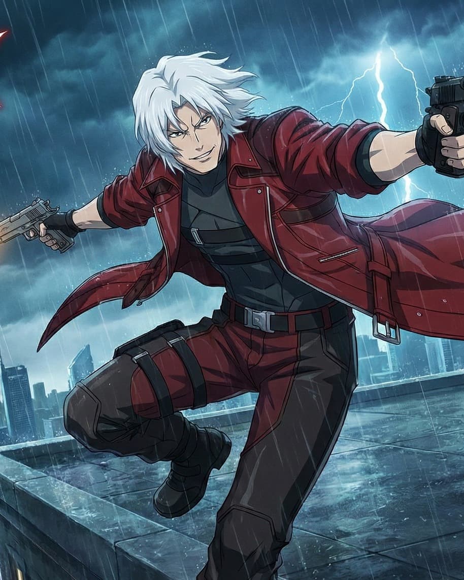 Netflix Devil May Cry S02 Dante Red Leather Trench Coat thumbnail 4