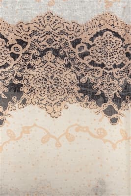 Isabella Lace Print Tassel Scarf – Peach/Black thumbnail 3