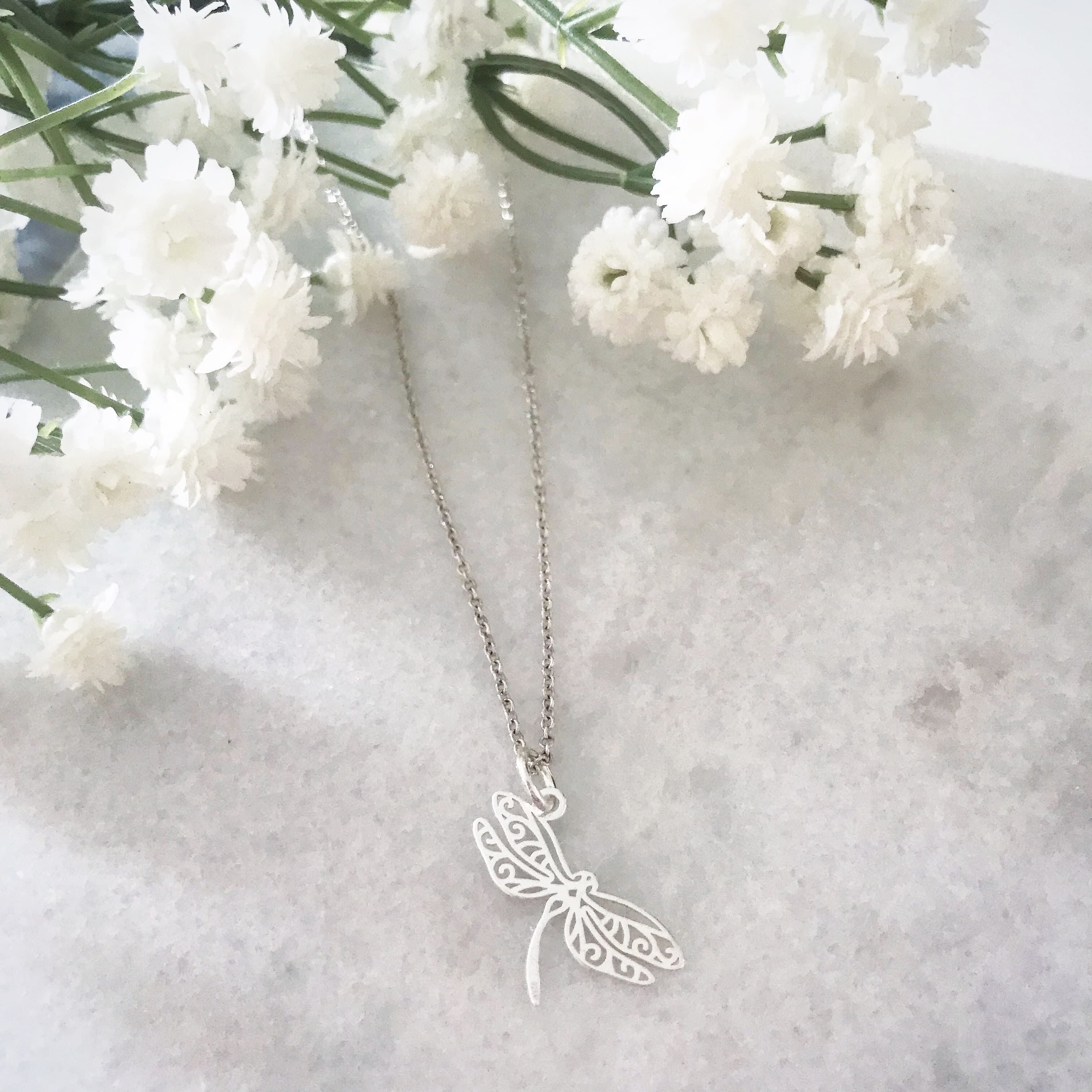 Filigree Dragonfly Necklace Sterling Silver thumbnail 2
