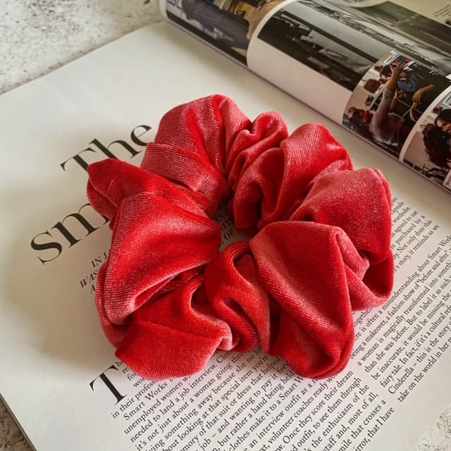 Oversized Orange Velvet Scrunchie thumbnail 2