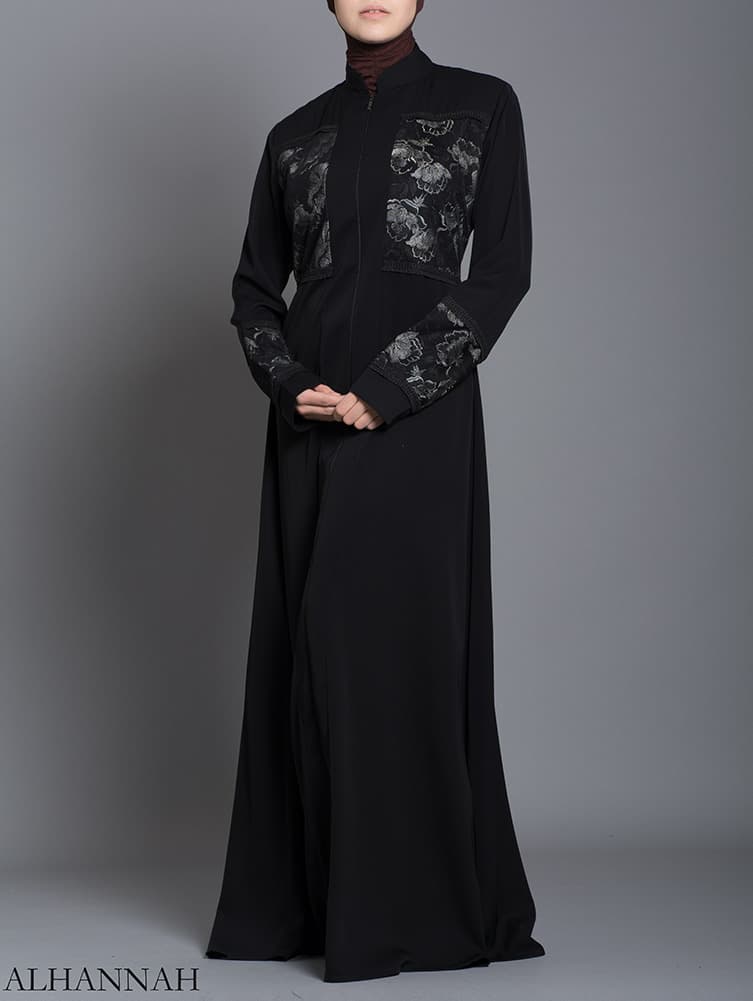 Netted Rose Abaya | ab712