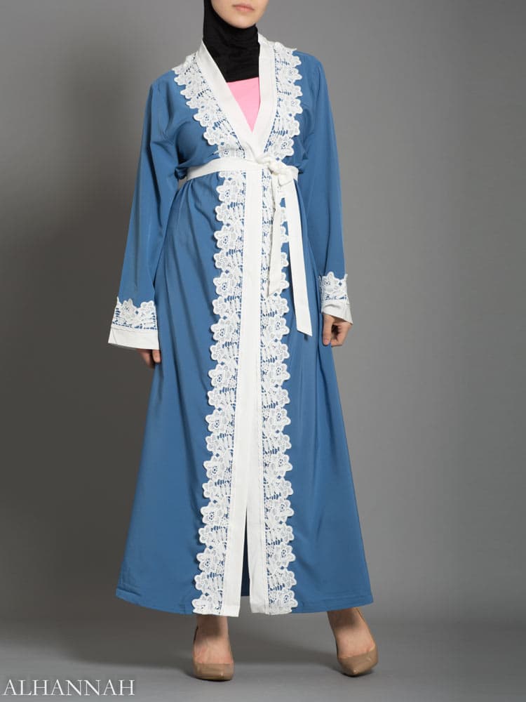 Power Blue Lace Abaya | AB735