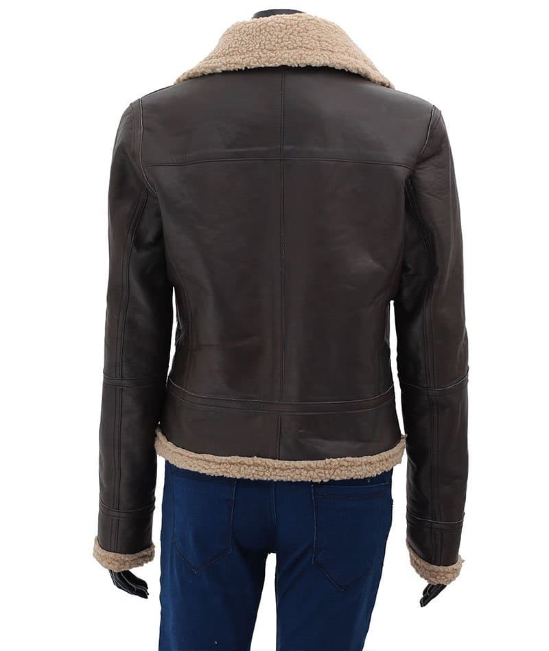 Addie Dark Warm Shearling Leather Jacket thumbnail 3