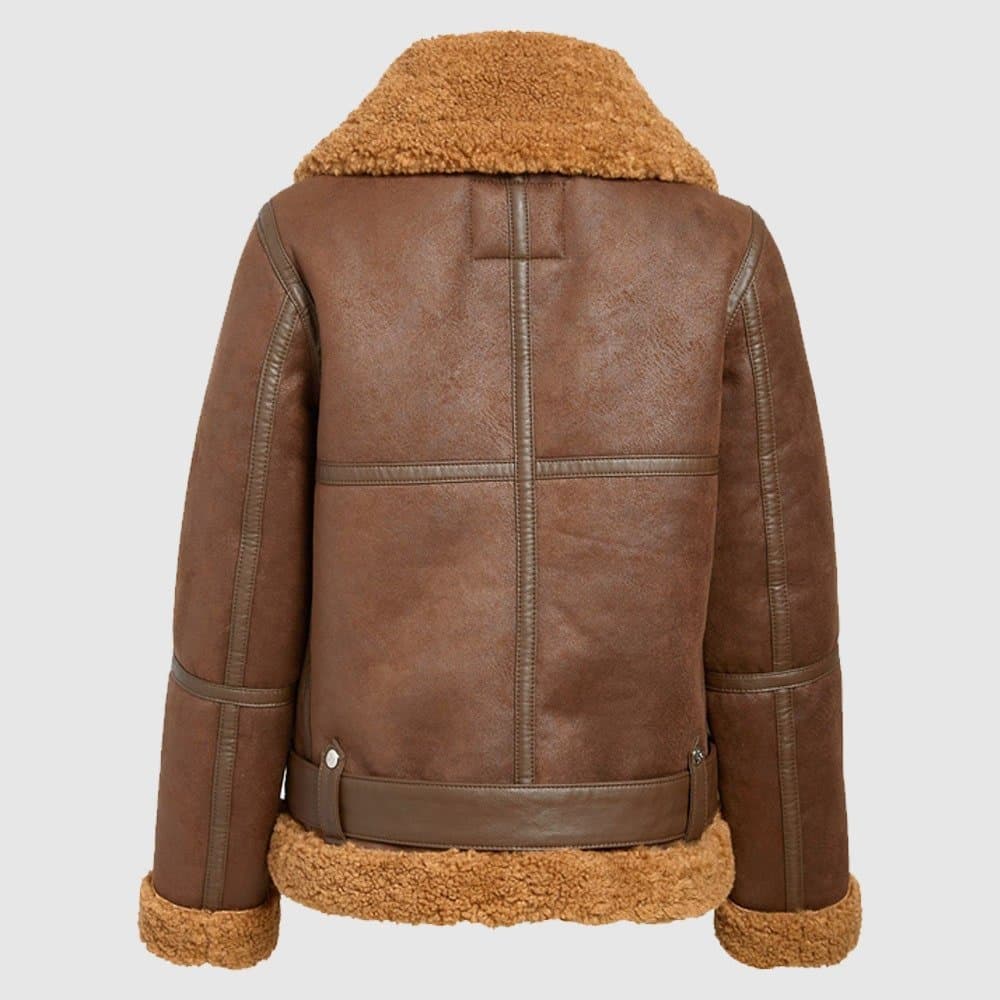 Julie Flight Pilot Shearling Brown Faux Jacket thumbnail 2