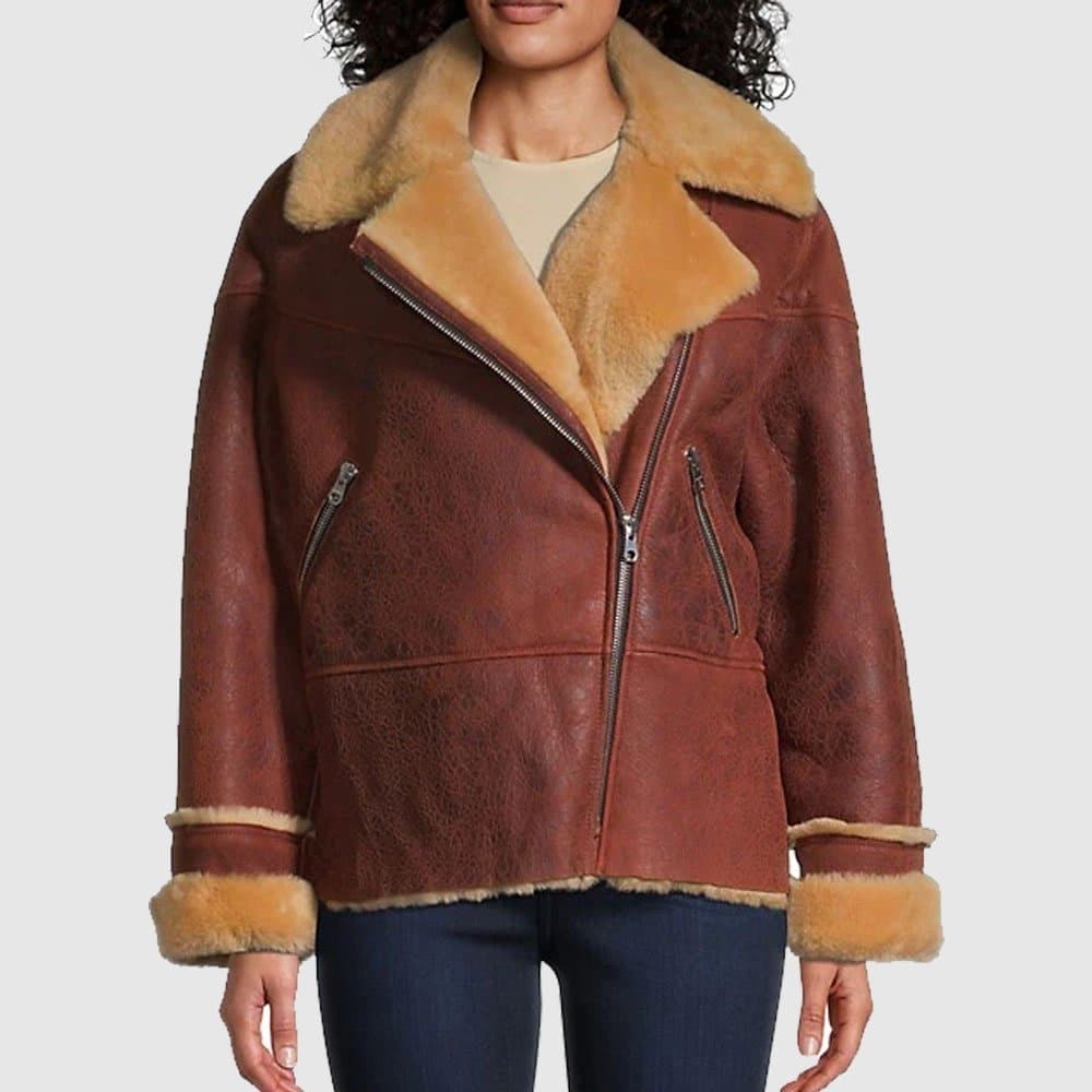 Addis-SF Sandy Vegan Shearling Moto Jacket